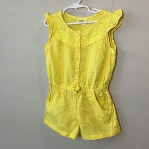 Crazy 8 linen blend yellow summer romper girls size 6